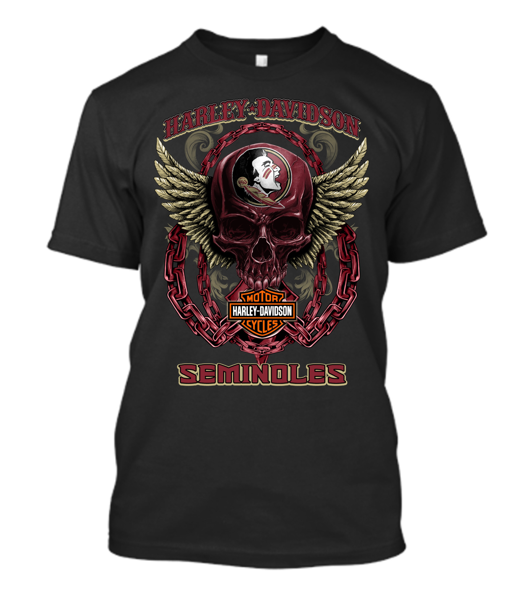 Harley Davidson Motor Cycles Seminoles Skull T-Shirt