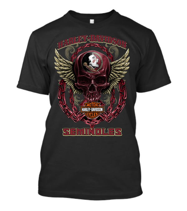 Harley Davidson Motor Cycles Seminoles Skull T-Shirt