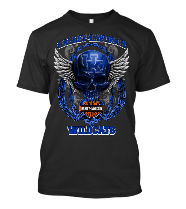 Harley Davidson Wildcats Skull Logo Kentucky Wildcats T-Shirt