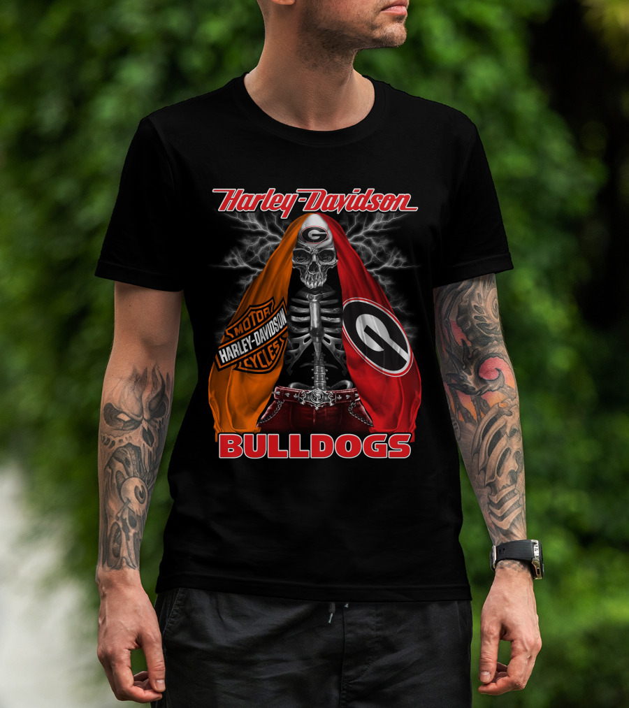 Harley Davidson Skeleton Georgia Bulldogs T-Shirt