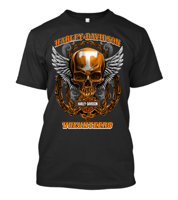 Harley Davidson Tennessee Volunteers Motorcycles Skull Wings Chains T-Shirt
