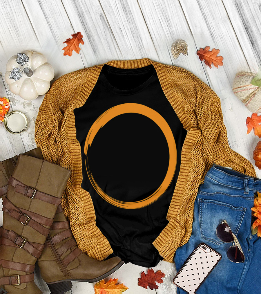 Orange Brush Stroke Enso Zen Symbol Cool Circles T-Shirt