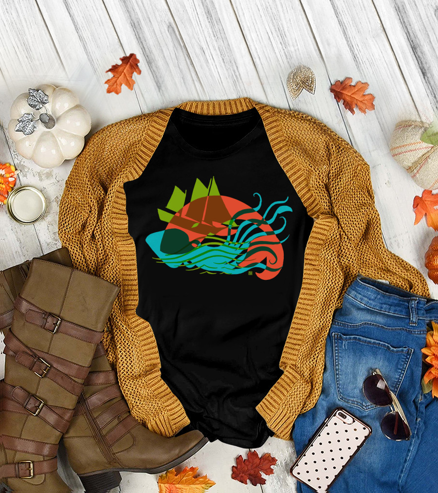 Vibrant Wrecked Dance Ship and Sea Waves T-Shirt