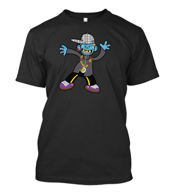HipHop Dancer With Cartoon Character In Urban Streetwear T-Shirt