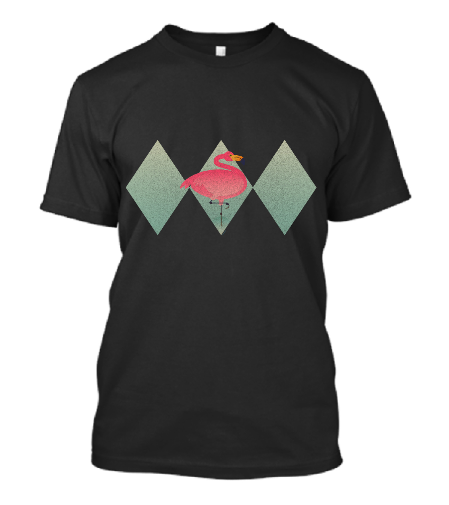 Three Geometric Diamonds With Pink Flamingo From Sugar Flamingo T-Shirt