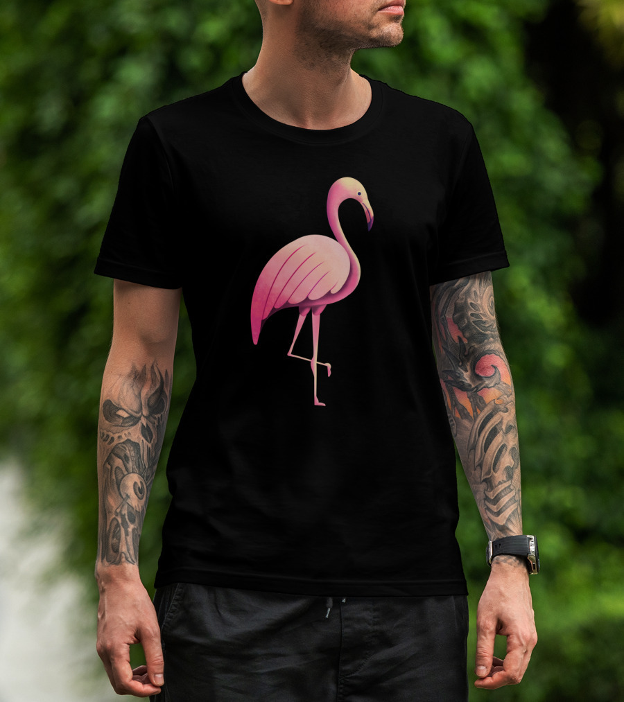 Tropical Flamingo Bird Wildlife Illustration In Pink Tones T-Shirt