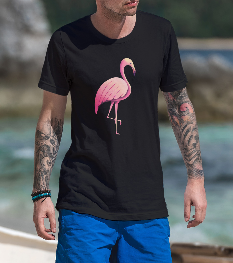 Tropical Flamingo Bird Wildlife Illustration In Pink Tones T-Shirt