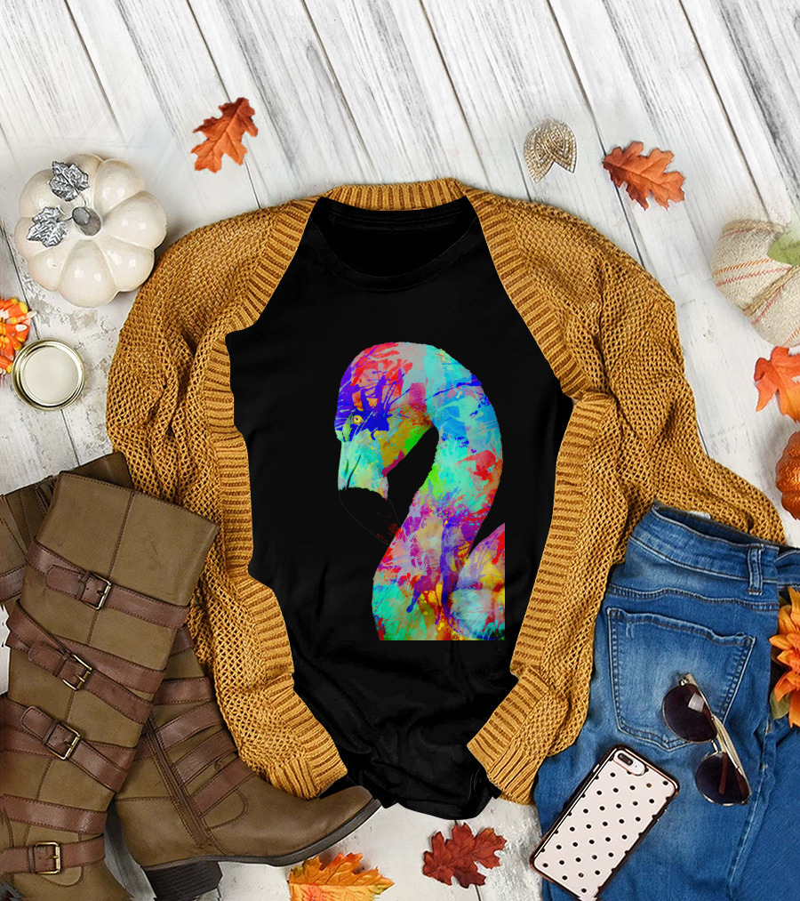 Vibrant Multicolored Flamingo T-Shirt