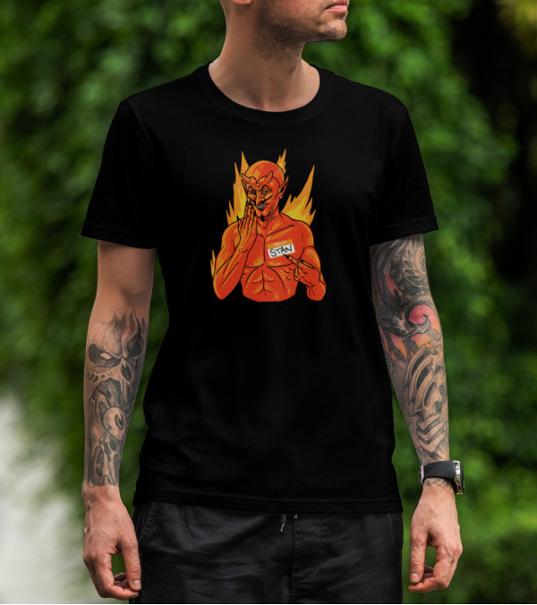 Hello Stan Demon Nametag Fiery Mischief T-Shirt