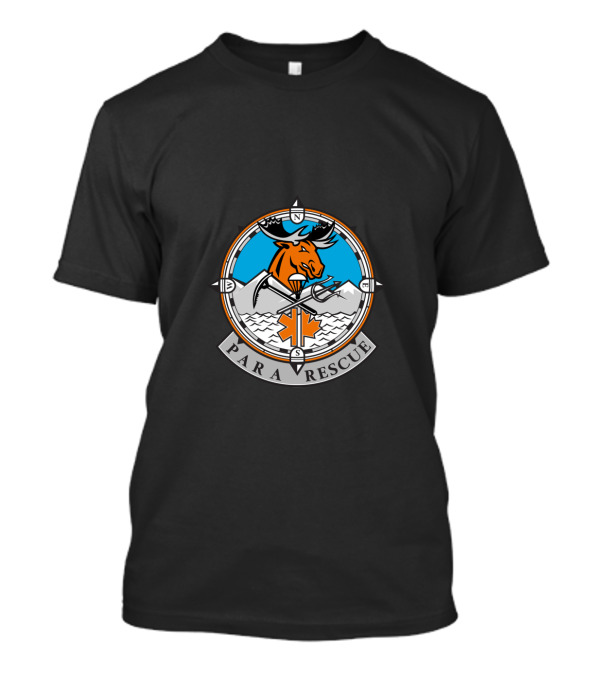 Para Rescue Moose Icon With Compass Rose And Mountains T-Shirt