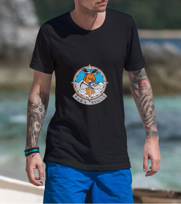 Para Rescue Moose Icon With Compass Rose And Mountains T-Shirt