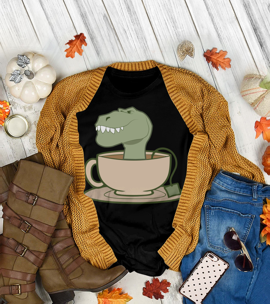 Tea Rex Dinosaur in Teacup with Teabag T-Shirt