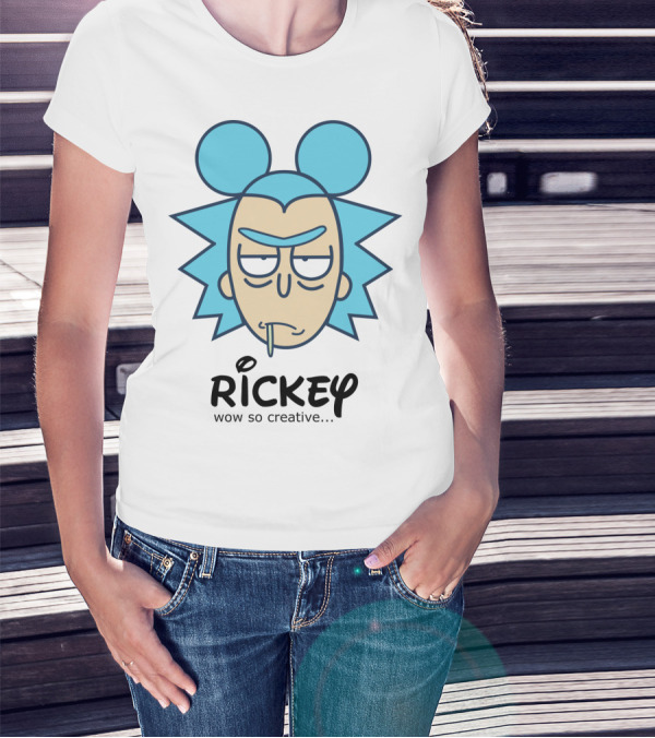 Rickey Wow So Creative Parody Mashup With Iconic Blue Hair And Ears T-Shirt