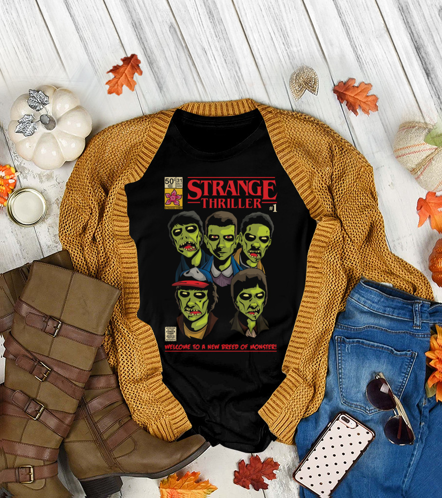 Strange Thriller #1 Welcome to a New Breed of Monster Comic Style Vintage Horror T-Shirt