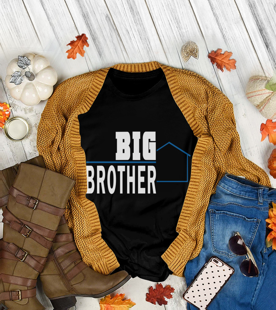 Big Brother Text with Blue House Outline T-Shirt