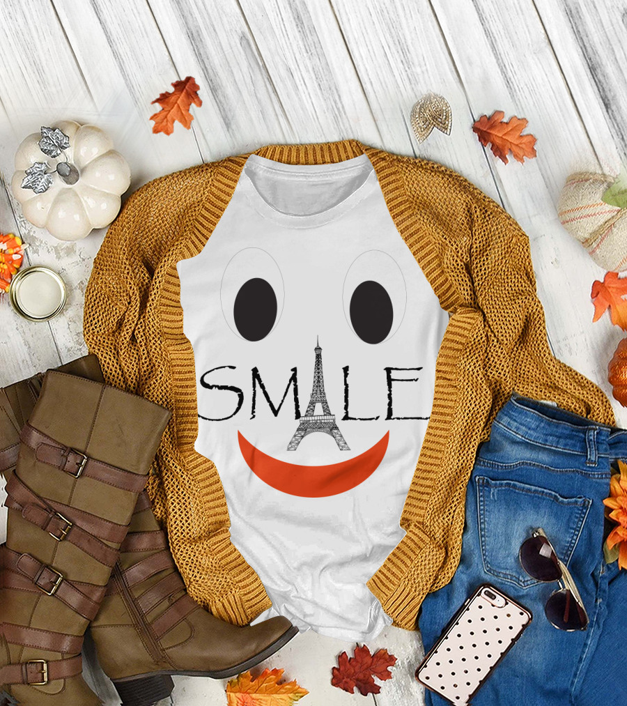 Big Smile Eiffel Tower Eyes and Orange Mouth T-Shirt