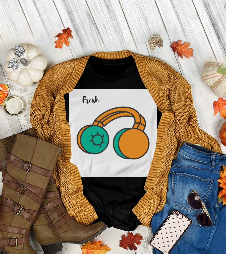 Fresh Vibrant Headset Illustration with Playful T-Shirt