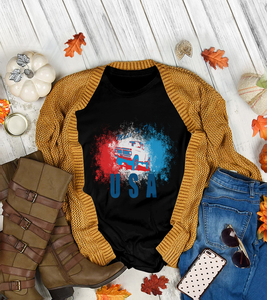 Made in the USA Vintage Truck Red White Blue T-Shirt