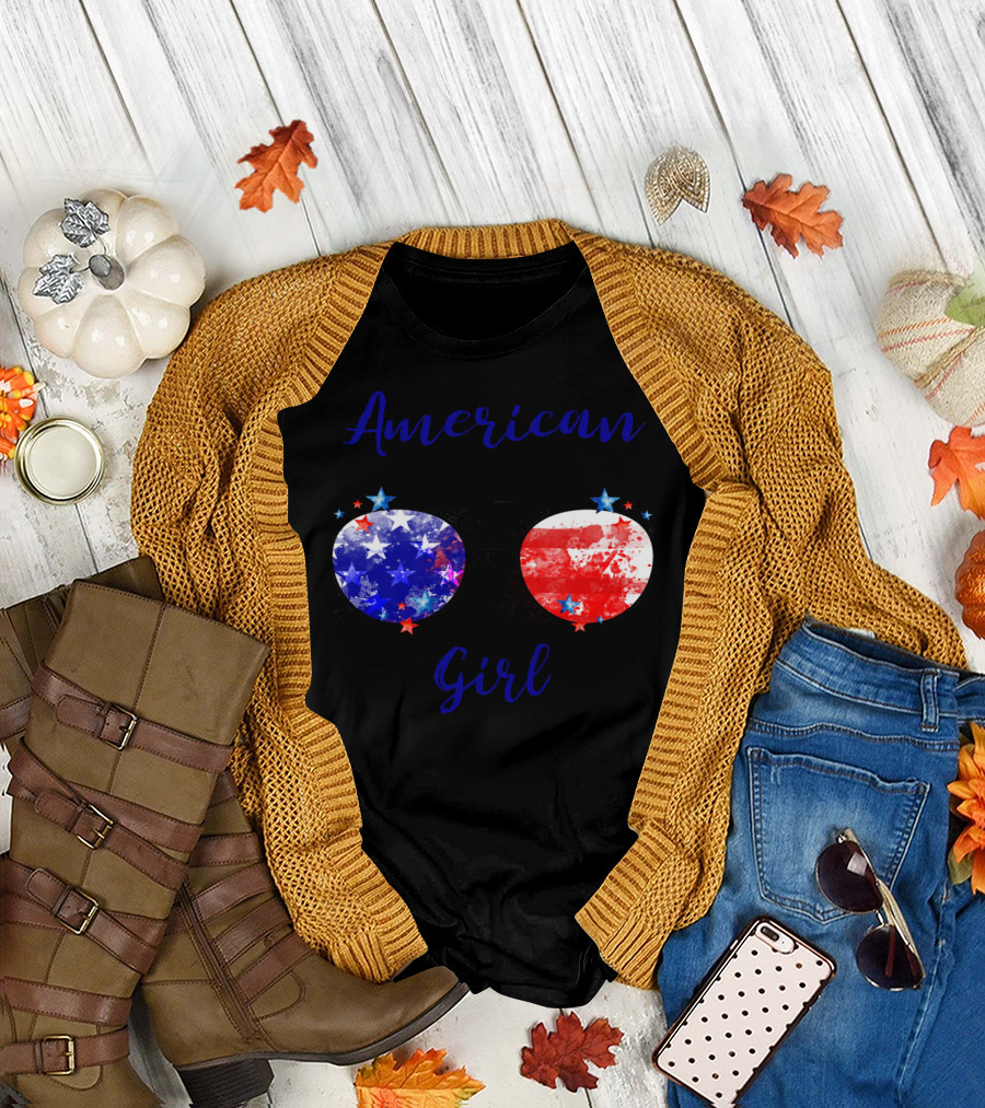 American Girl Patriotic Stars and Stripes Sunglasses T-Shirt