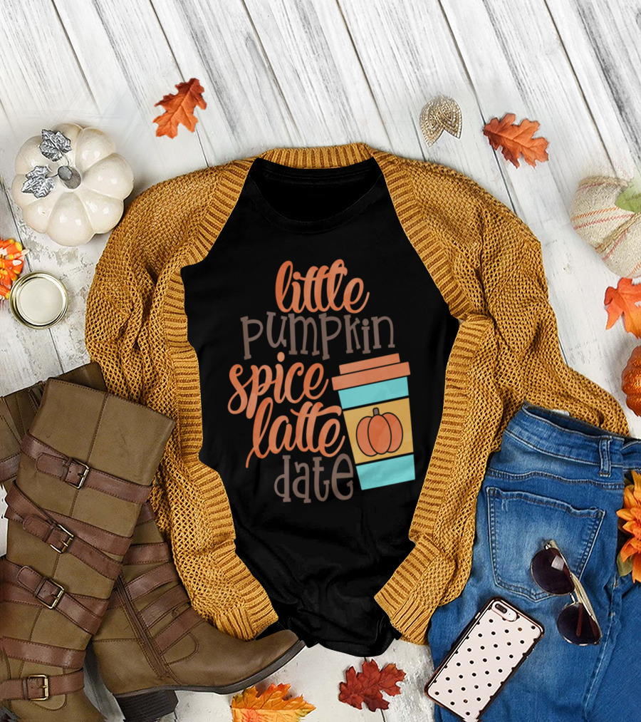 Little Pumpkin Spice Latte Date with Coffee Cup T-Shirt