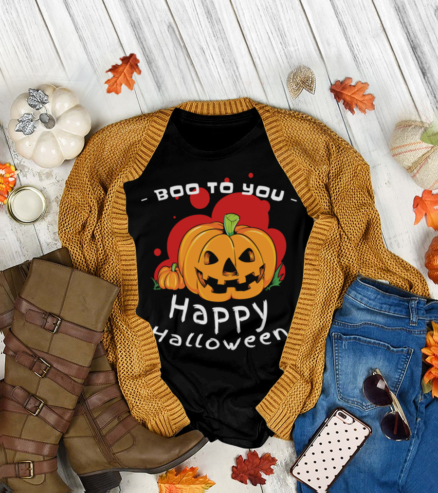 Boo to You Pumpkin Happy Halloween Jack O'Lantern T-Shirt
