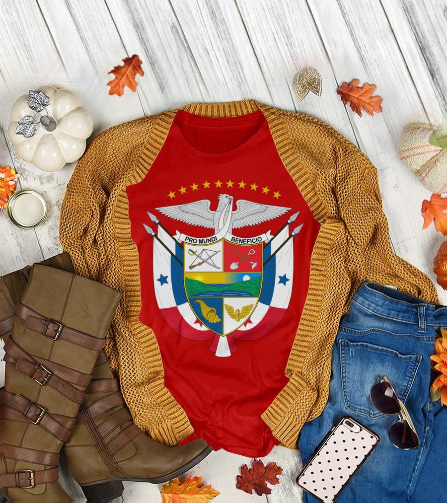 Pro Mundi Beneficio Escudo de Panamá Coat of Arms Flag T-Shirt