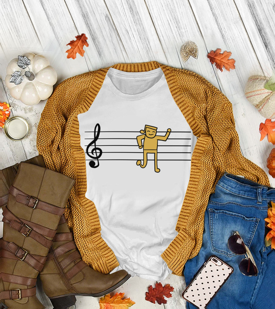 Dance to the Rhythm Musical Notes Dancing Figure on Staff T-Shirt