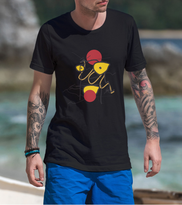 Dynamic Ant Movement In Abstract Red And Yellow T-Shirt