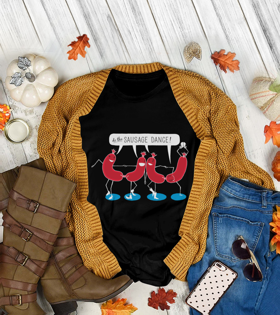 Do The Sausage Dance Funny Cartoon Sausages Performing Playful Routine T-Shirt