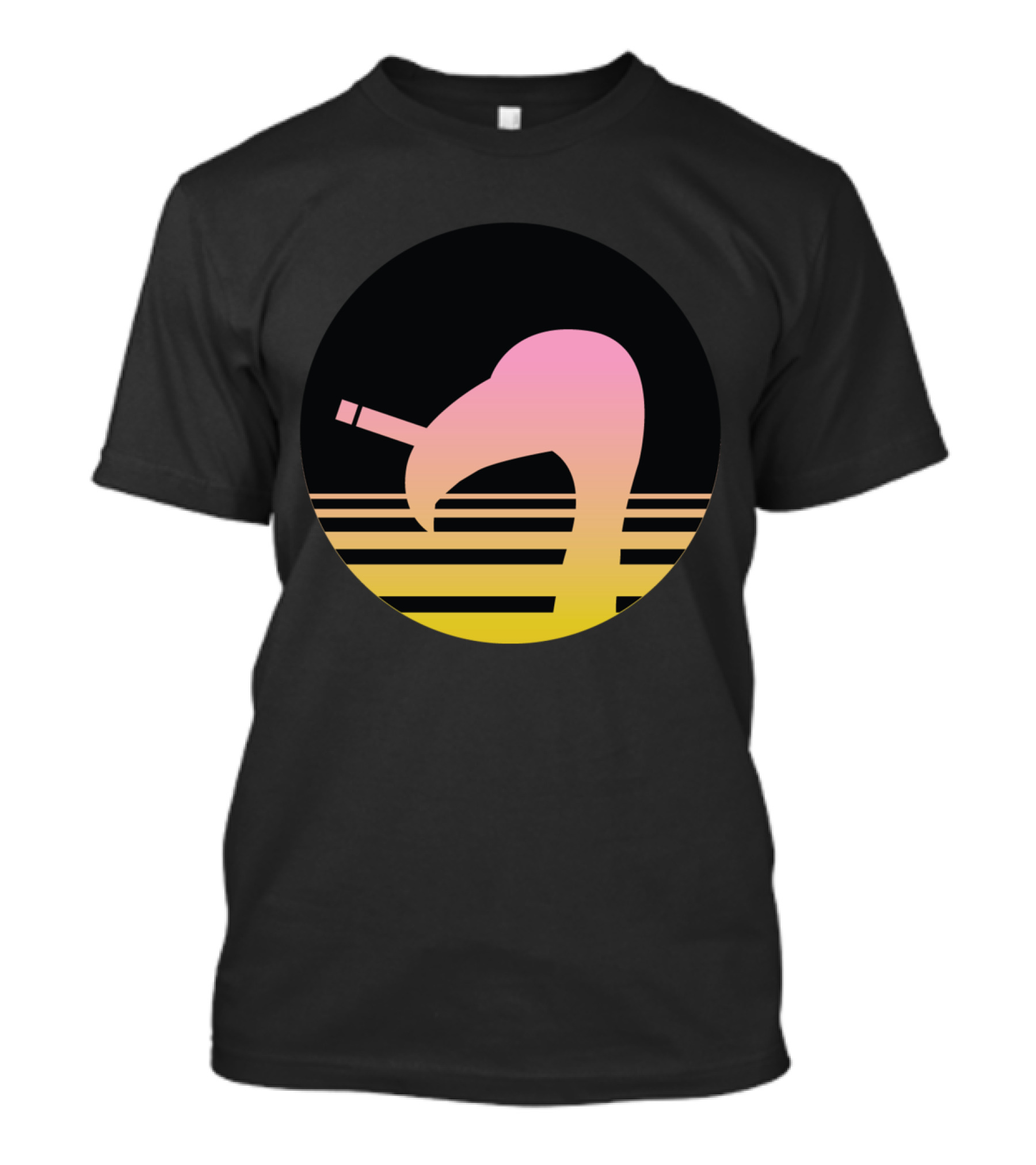 Retro Sunset Gradient Flamingo With Cigarette T-Shirt