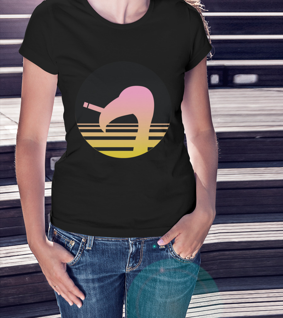 Retro Sunset Gradient Flamingo With Cigarette T-Shirt