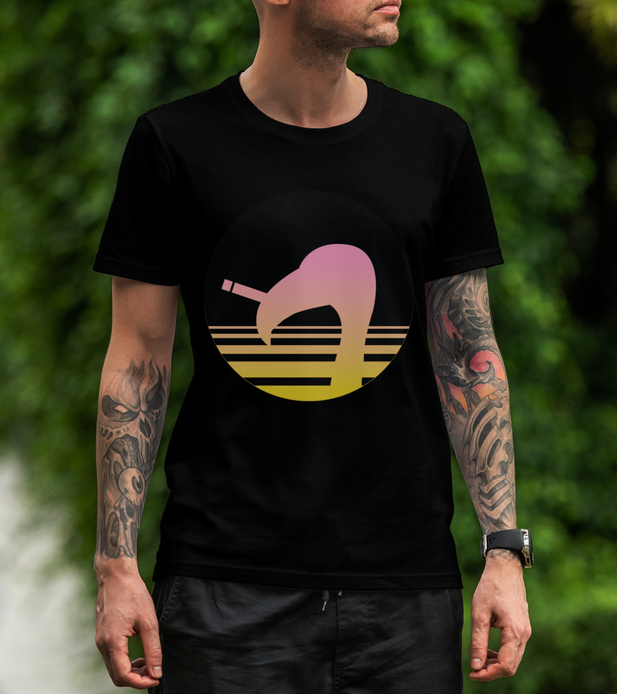 Retro Sunset Gradient Flamingo With Cigarette T-Shirt