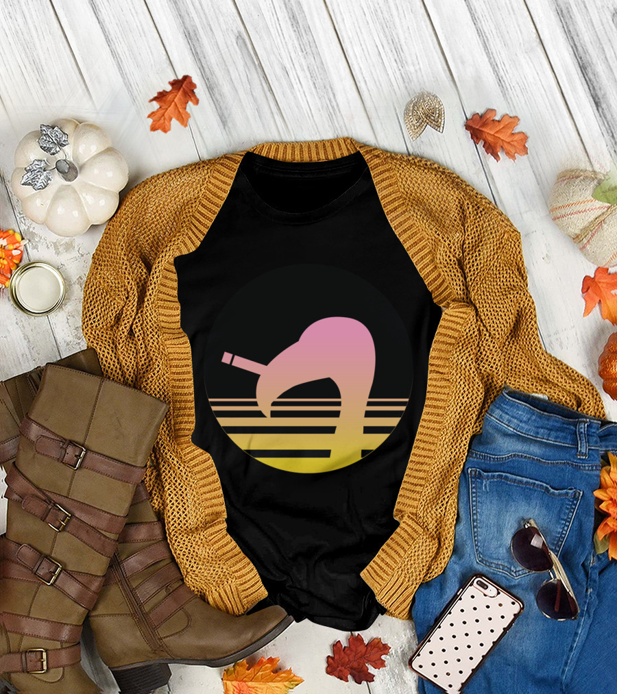 Retro Sunset Gradient Flamingo With Cigarette T-Shirt