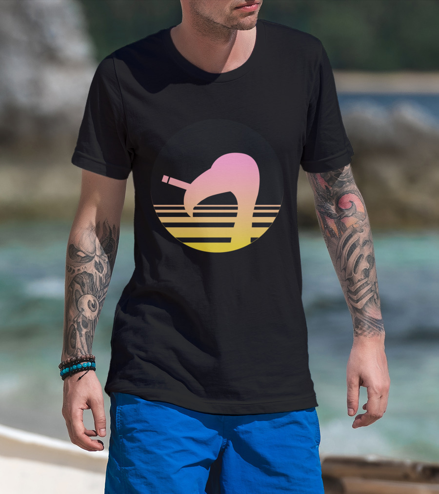 Retro Sunset Gradient Flamingo With Cigarette T-Shirt