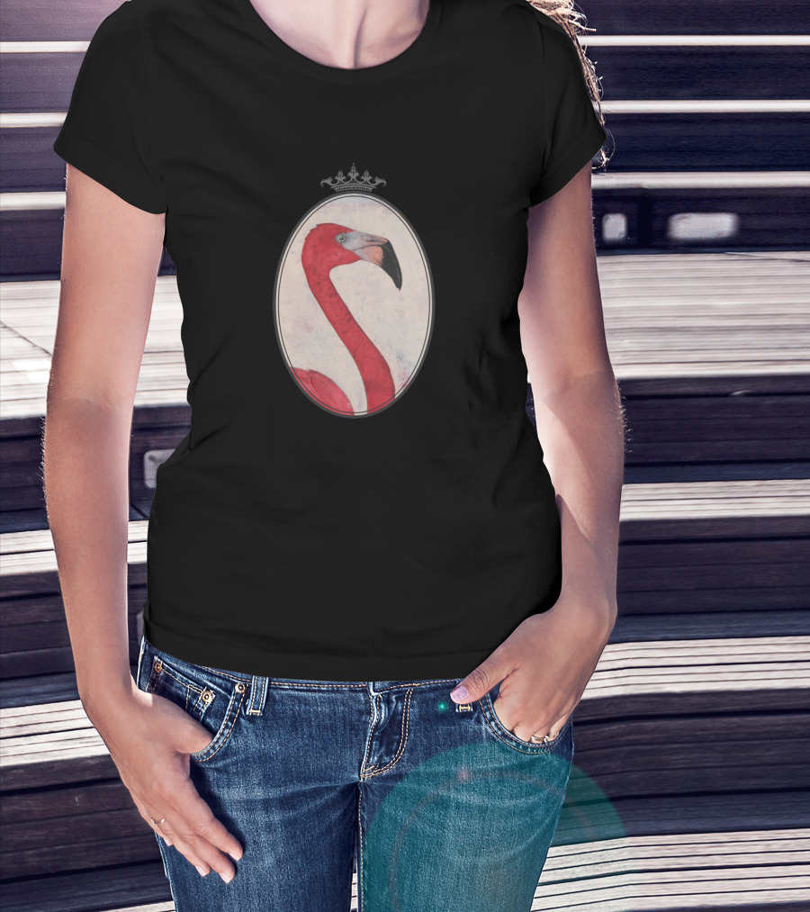 Royal Pink Flamingo King With Crown Oval T-Shirt
