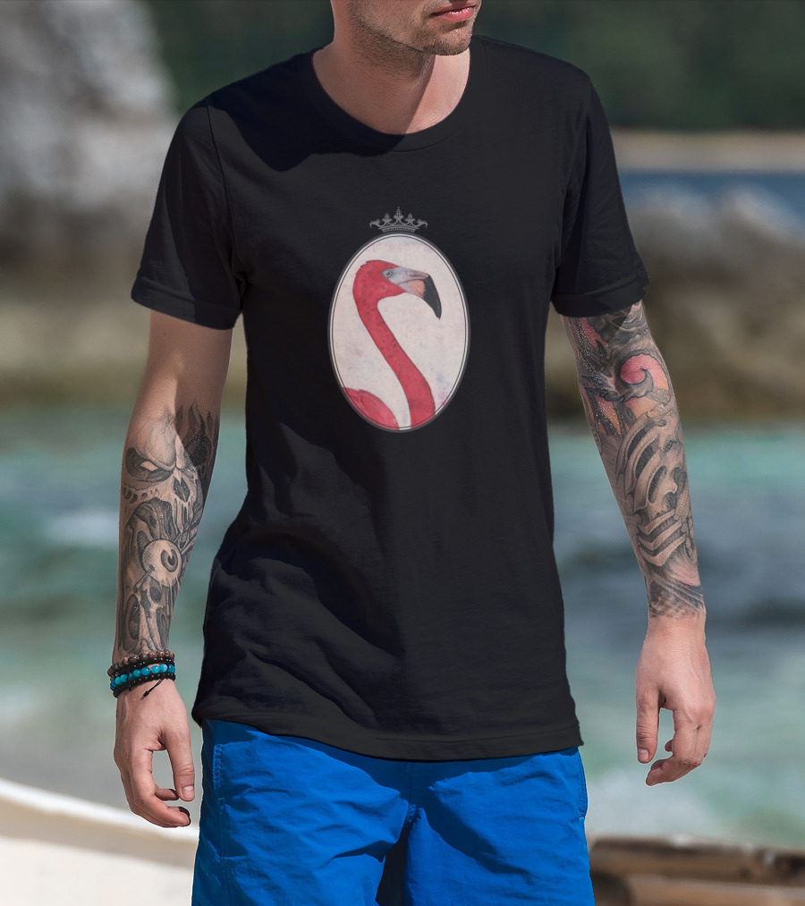 Royal Pink Flamingo King With Crown Oval T-Shirt