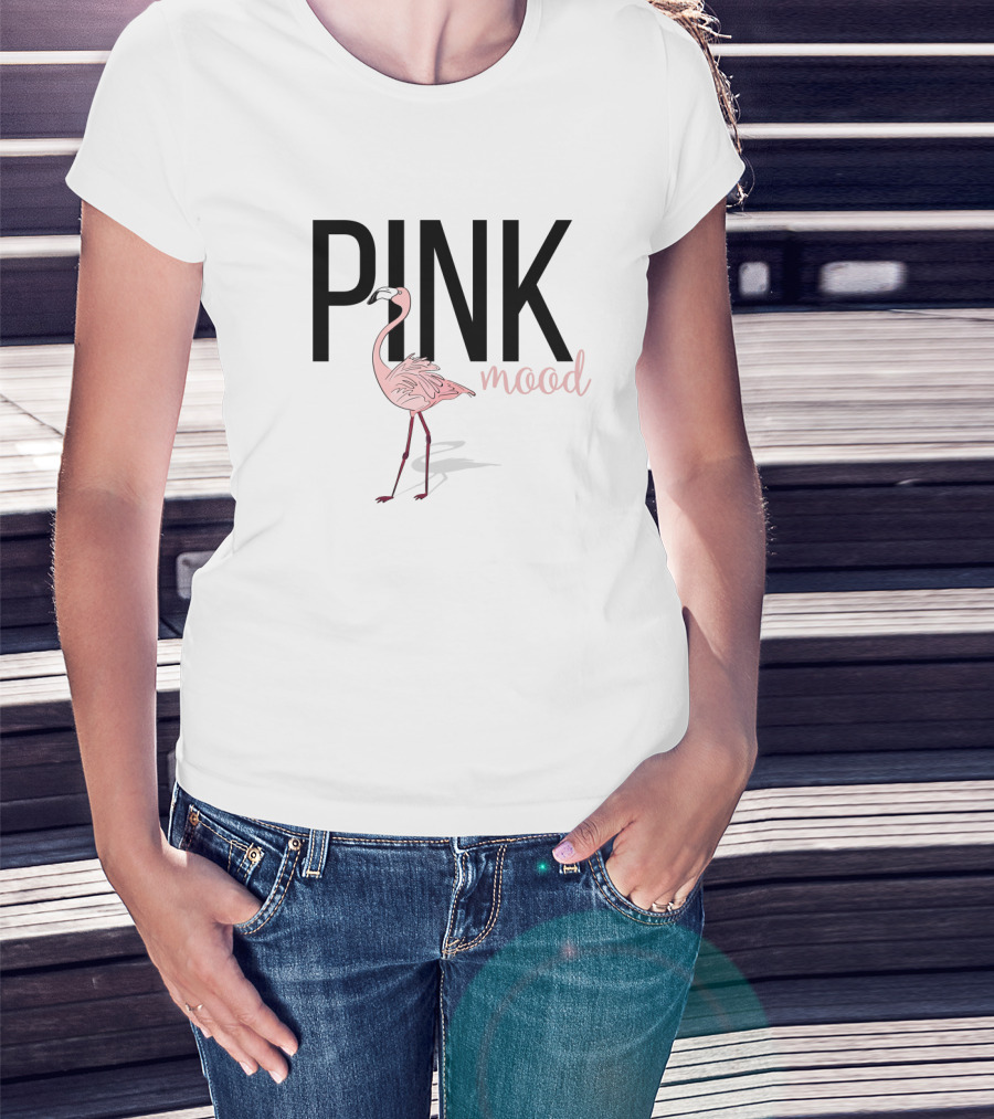 Pink Mood Flamingo Minimalist T-Shirt