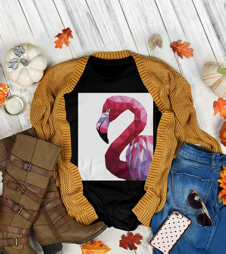 Geometric Fernando the Flamingo Abstract Polygon T-Shirt