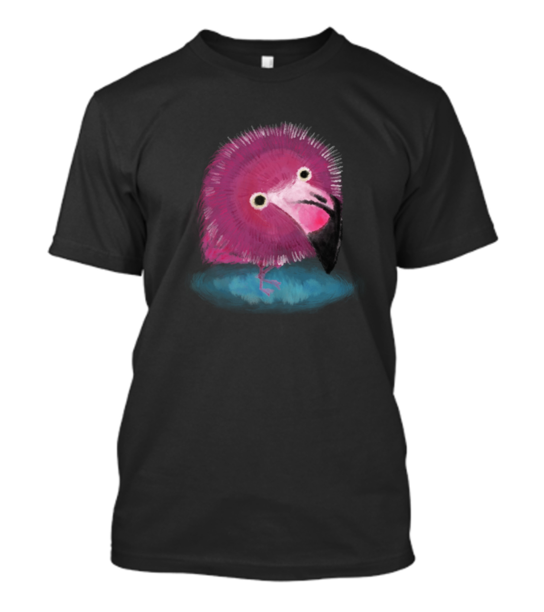 Big Fat Flamingo Watercolor Artwork With Pink Feathers T-Shirt