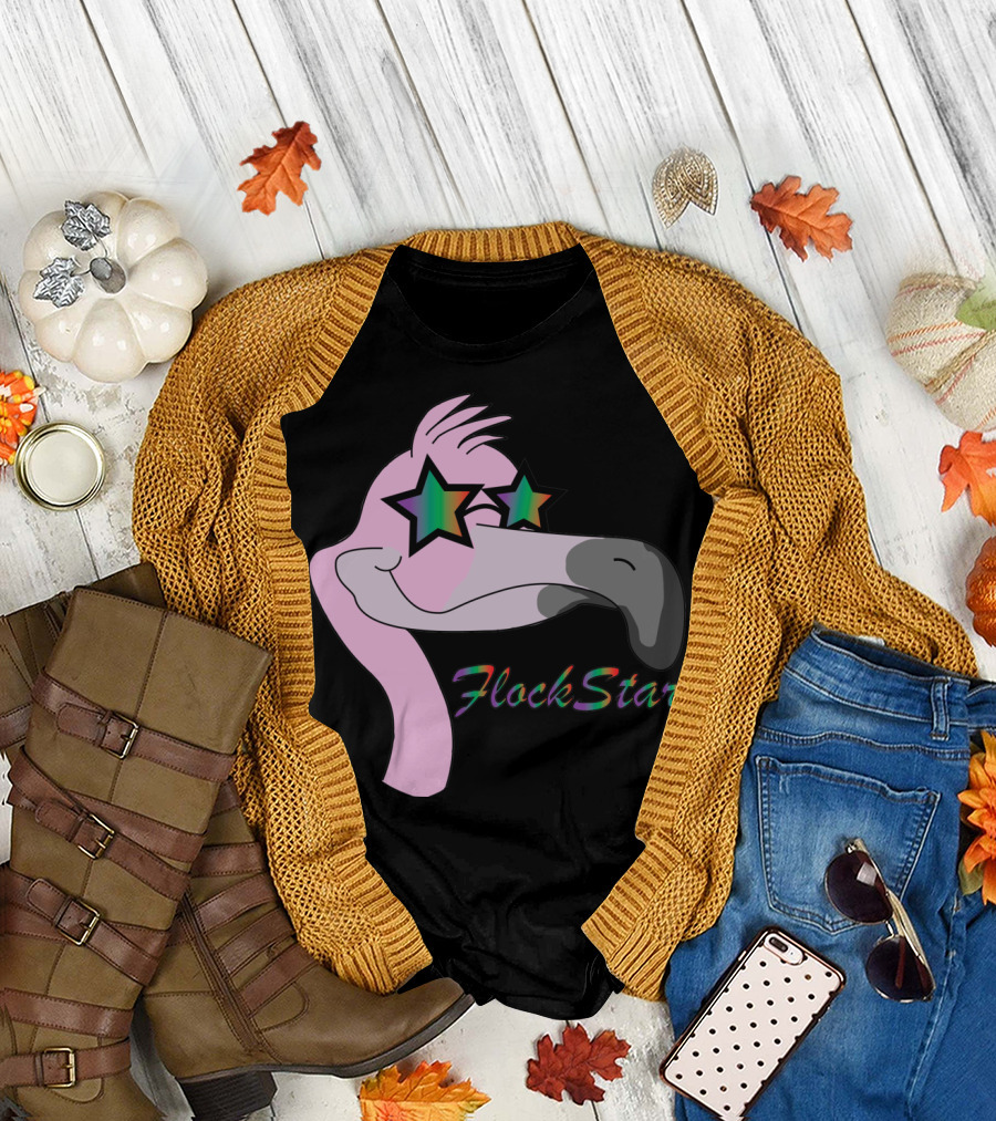 FlockStar Rainbow Flamingo Star Sunglasses T-Shirt