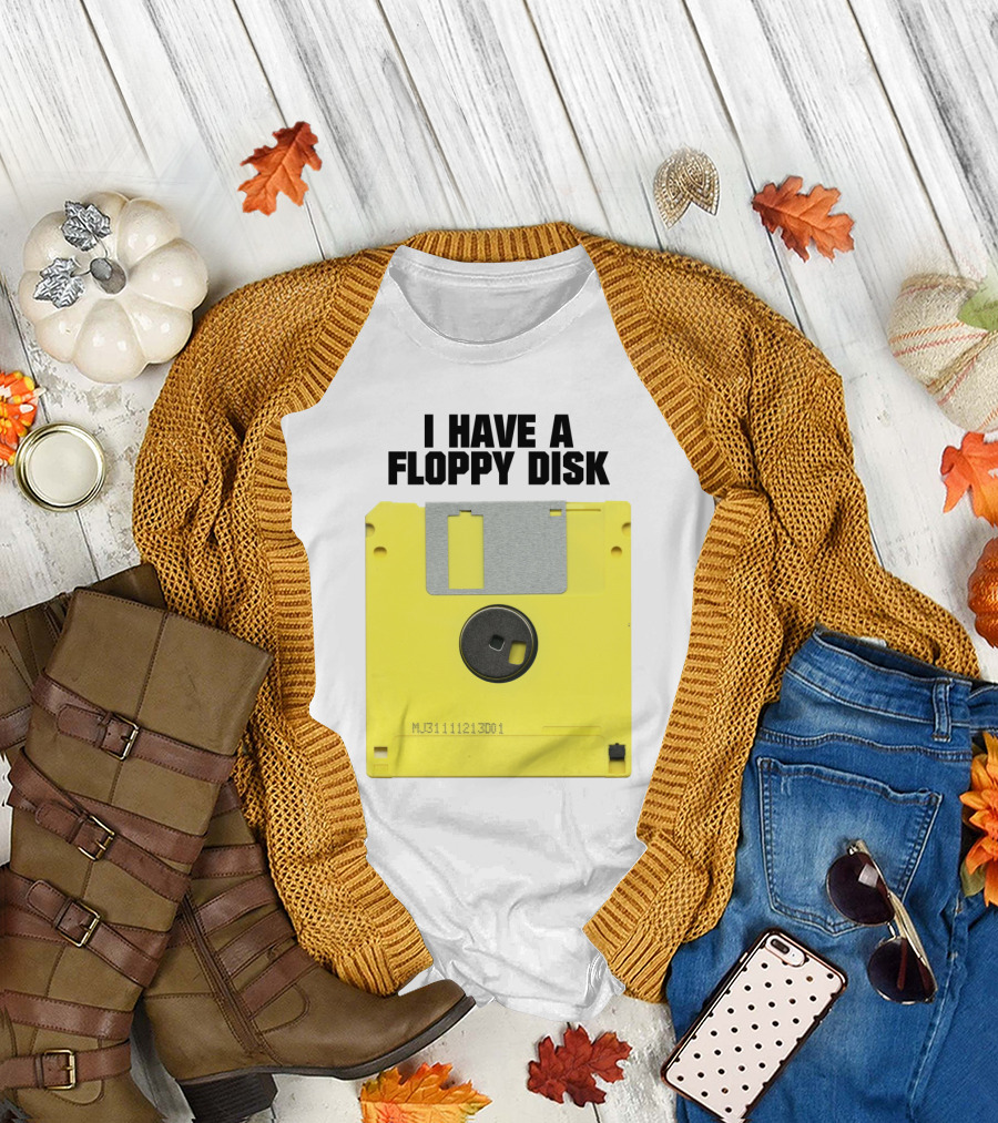 I Have a Floppy Disk Yellow Retro Technology Nostalgia T-Shirt