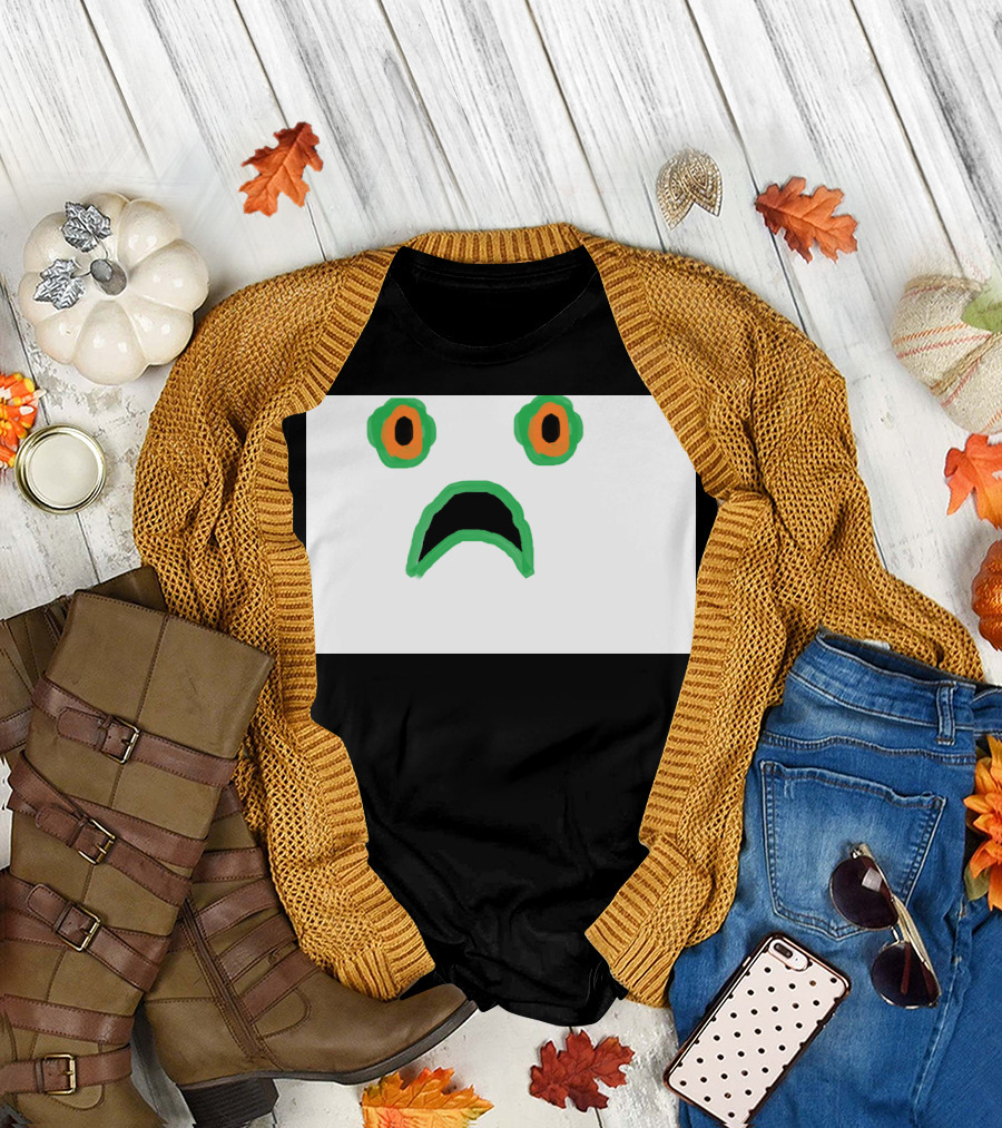 GaspJokes Sad Frog Face with Orange Eyes Expression T-Shirt