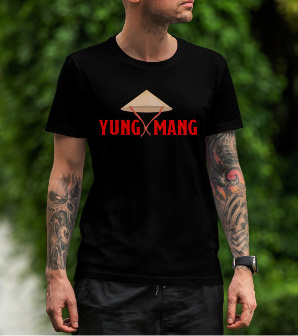 YUNG MANG Asian Uncle Conical Hat T-Shirt