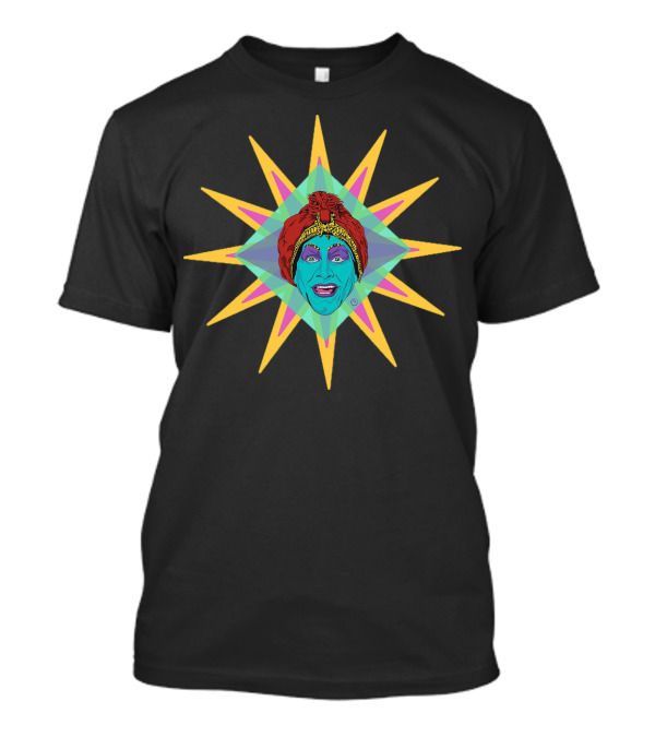 Mekka Lekka Jambi Headpiece Turban Starburst Art Blue Face T-Shirt
