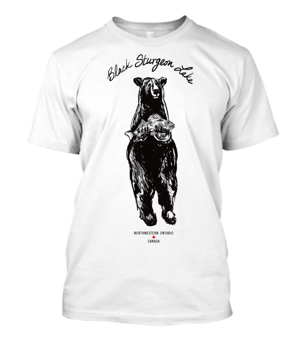 Black Sturgeon Lake Northwestern Ontario Canada Bear With Walleye T-Shirt