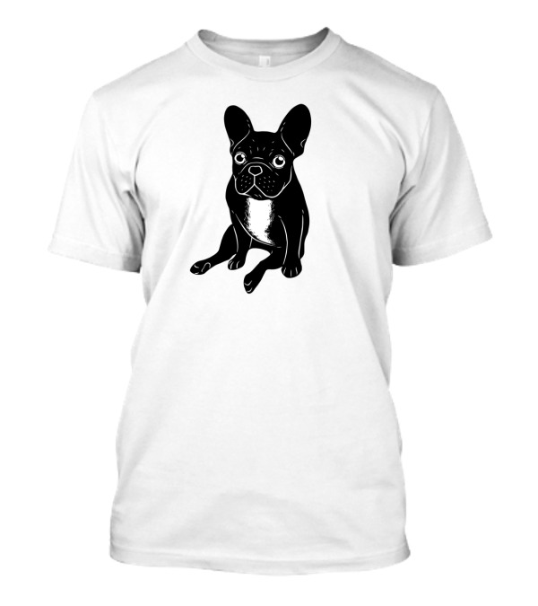 Brindle French Bulldog Black And White Digital T-Shirt