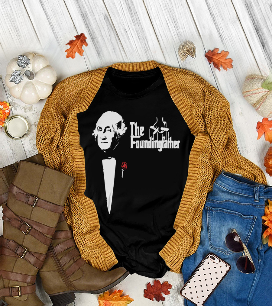 The Foundingfather Parody George Washington Godfather Style tuxedo Rose T-Shirt