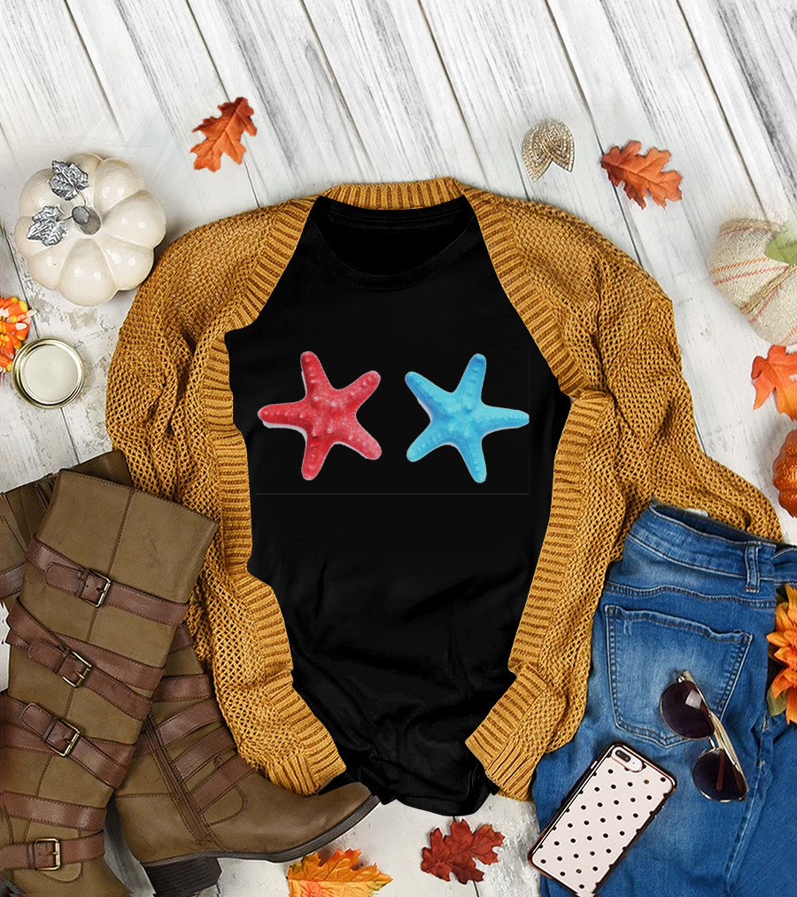 Red and Blue Starfish Patriotic T-Shirt
