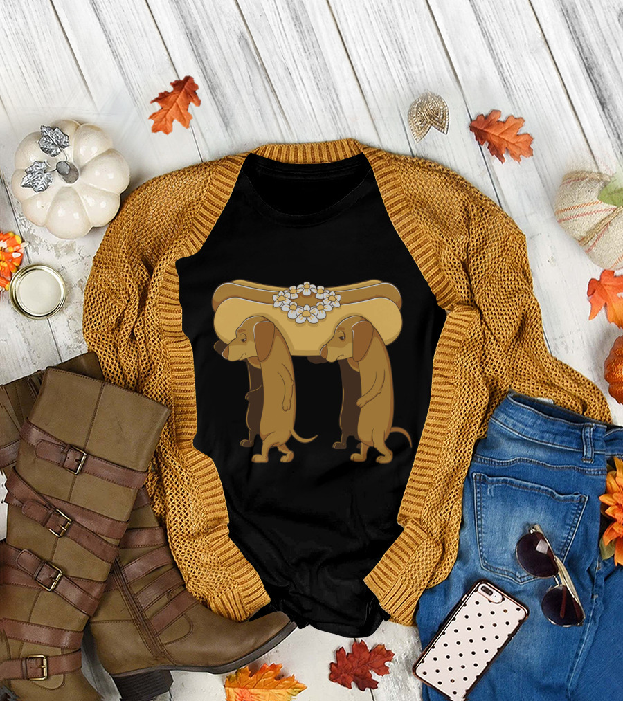 Hot Dog No More Sad Dachshund Flower Bun Topper T-Shirt