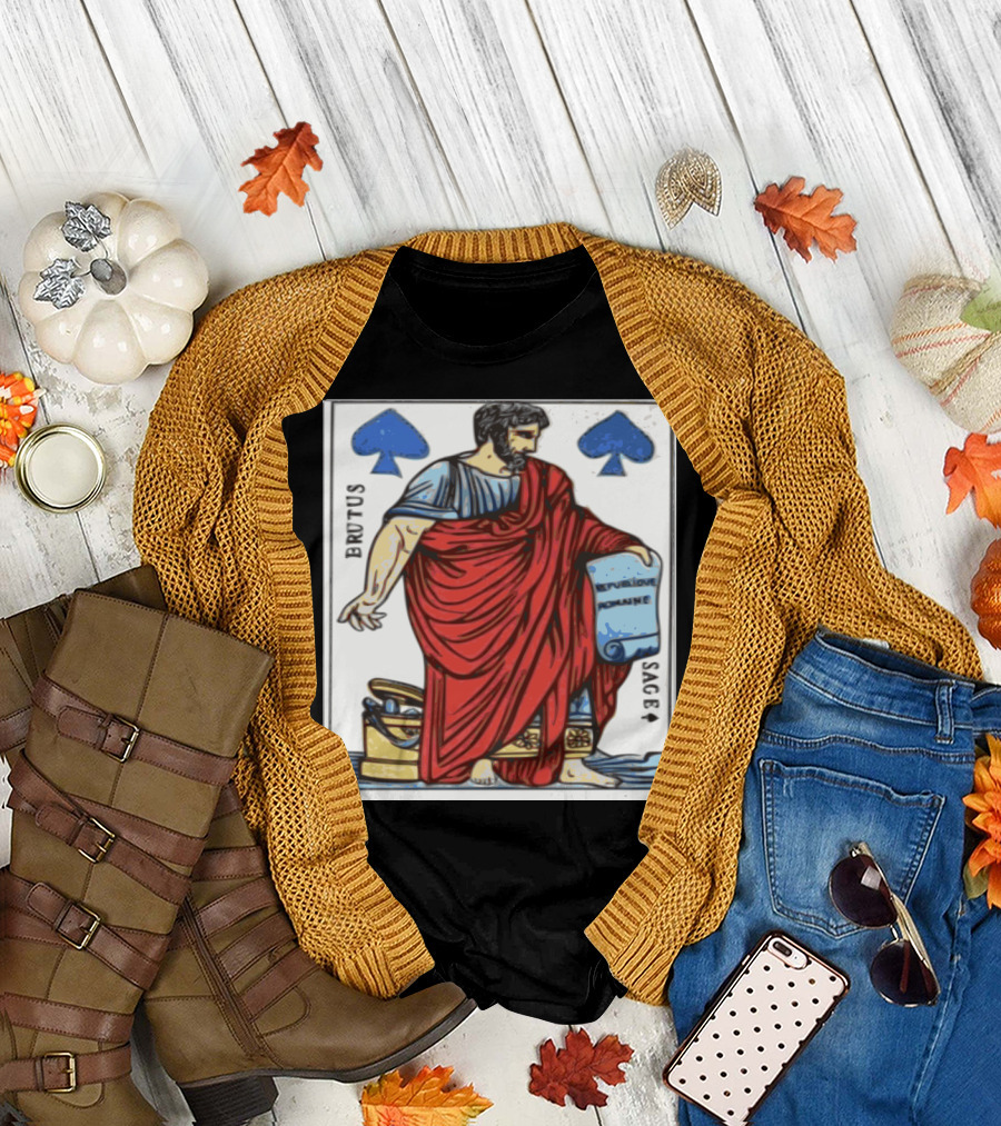 Brutus Rome Inspired Spade Card Illustration with Scroll T-Shirt